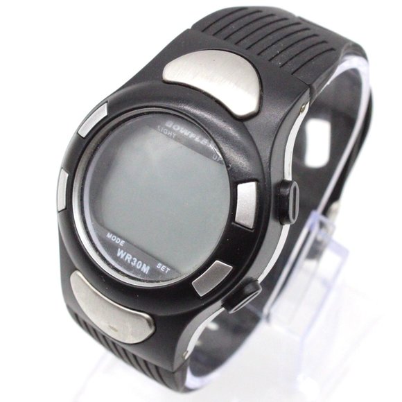 Vintage BOWFLEX Digital Watch Mens Black Tone Stainless Steel Sports WR 30M 90s - Picture 1 of 8